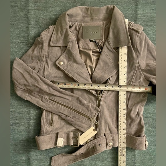 Anthropology BlankNYC Silver/Gray NWT Lined Suede Leather Small Moto Jacket - Picture 3 of 16